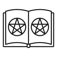 icono de libro mágico abierto, estilo de contorno vector