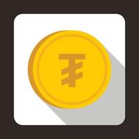 Coin Tugrik icon, flat style vector