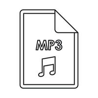 icono de extensión de archivo de audio mp3, estilo de esquema vector