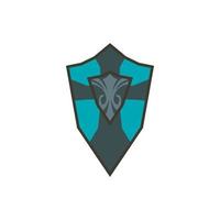 Steel shield with royal lily icon, flat style vector