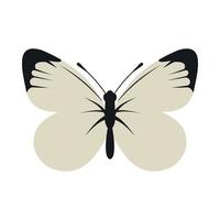 White butterfly icon, flat style vector