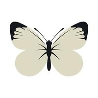 White butterfly icon, flat style vector