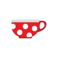 Cup with polka dots icon, flat style vector