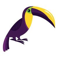 Feather toucan icon, cartoon style vector