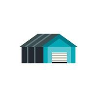 Garage with automatic gate icon, flat style vector