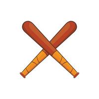 Crossed baseball bats icon, cartoon style vector