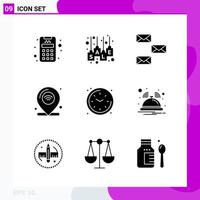 Solid Icon set Pack of 9 Glyph Icons isolated on White Background for Web Print and Mobile Creative Black Icon vector background