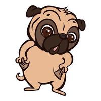 icono de pug sorprendido, estilo de dibujos animados vector