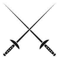 Crossed fencing sword icon, simple style vector