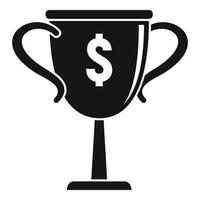 Gold money cup icon, simple style vector