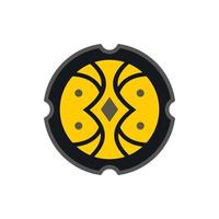 Medieval round shield icon, flat style vector