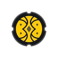 Medieval round shield icon, flat style vector