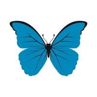 Blue butterfly icon in flat style vector