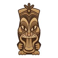 Exotic tiki idol icon, cartoon style vector