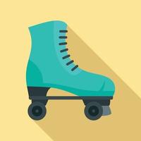 Retro roller skates icon, flat style vector