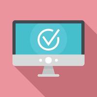 Computer monitor online vote icon, flat style vector