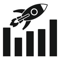 Rocket graph up icon, simple style vector