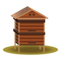 Wood beehive icon, cartoon style vector