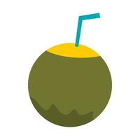 Coconut cocktail icon, flat style vector