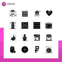 conjunto de iconos de glifo paquete de 16 iconos sólidos aislados en fondo blanco para el diseño de sitios web receptivos, impresión y aplicaciones móviles, fondo de vector de icono negro creativo