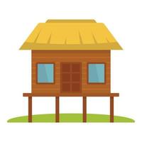 Wood tropical house icon, flat style vector