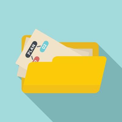 File folder management icon, flat style