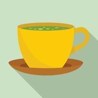 icono de té caliente matcha, estilo plano vector