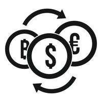 Money coin exchange icon, simple style vector