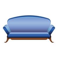 Blue camel sofa icon, cartoon style vector