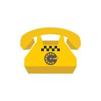 Yellow retro taxi phone icon, flat style vector