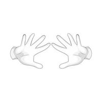 Magician hands in white gloves icon, cartoon style vector