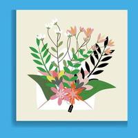 conjunto de formas dibujadas a mano y elementos de diseño de garabatos. hojas, flores y plantas exóticas de la selva. Ilustración de vector de moda moderna contemporánea abstracta.