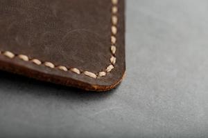 Dark Brown Leather Passport Cover. Genuine leather, handmade. photo