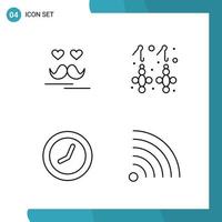 Vector Pack of 4 Outline Symbols Line Style Icon Set on White Background for Web and Mobile Creative Black Icon vector background