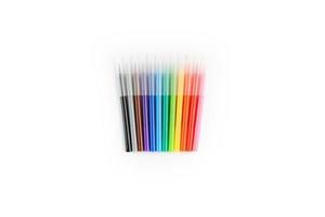 Multi-colored felt-tip pens, markers on a white isolated background photo