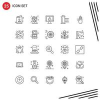 Group of 25 Lines Signs and Symbols for multimedia film tree cinema internet Editable Vector Design Elements