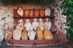 Historically ancient amphora on the counter of an ancient castle. photo