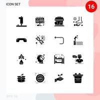 16 Universal Solid Glyphs Set for Web and Mobile Applications decline spa insurance relax foot Editable Vector Design Elements