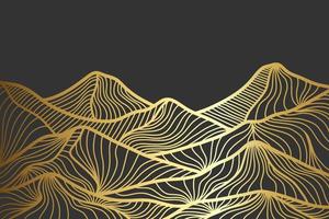 landscape wallpaper design with Golden mountain line arts vector