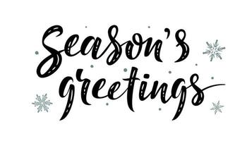 Season's greetings brush hand lettering, isolated on white background. For card, t-shirt or mug print, poster, banner, sticker. Christmas decorations. Photo overlay Winter Holidays vector