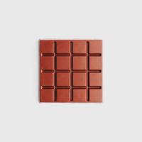 Dark chocolate square shape on a white background from top view. Isolate photo