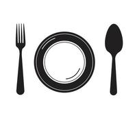 spoon fork and plate vector icon shilouette
