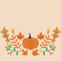 fondo de otoño fondo de plantilla de acción de gracias con hojas y calabaza vector