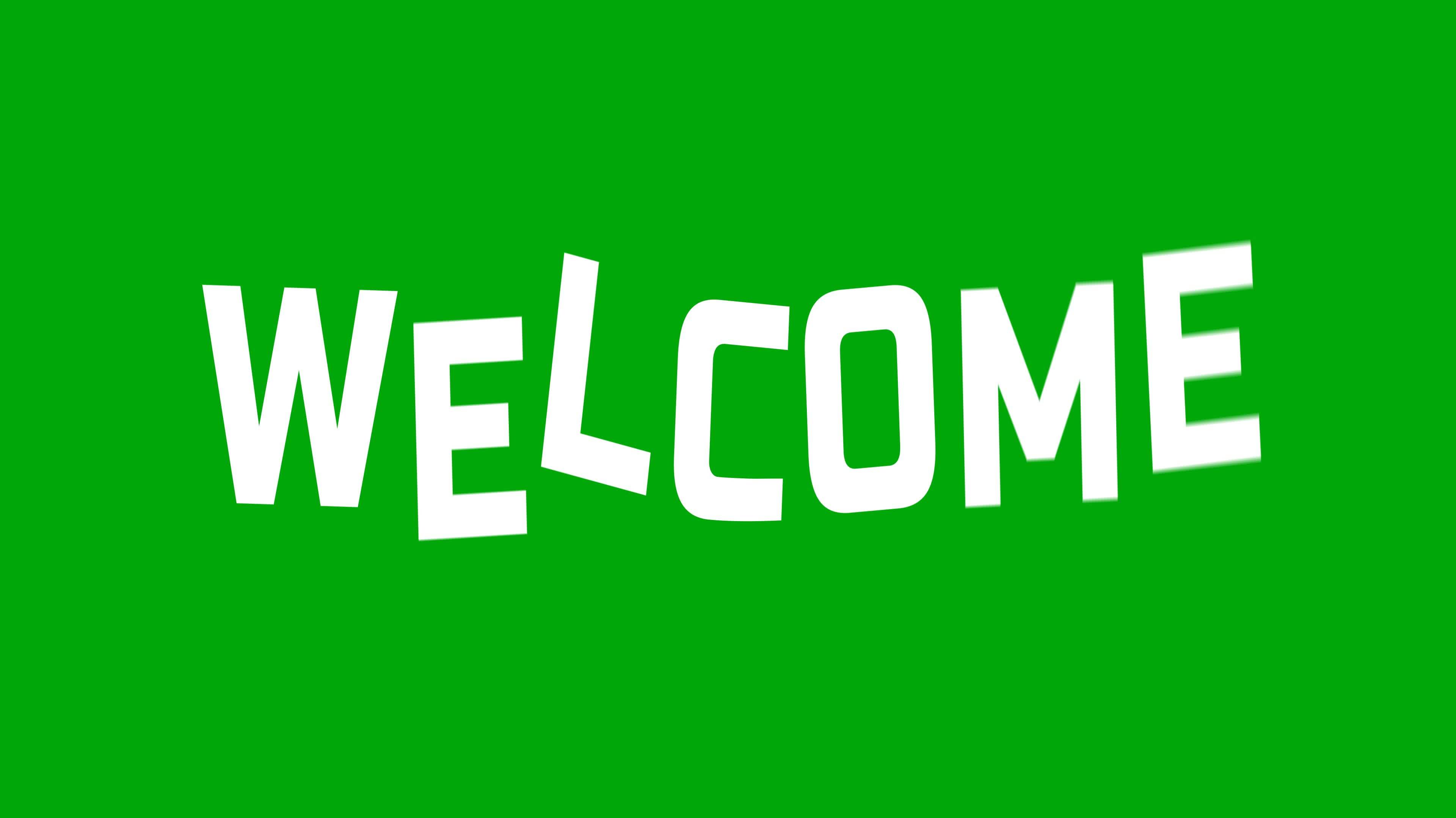 welcome animation with smooth motion, isolated on green screen