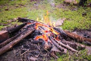 fuego acampar leña ardiente - bosque hoguera foto