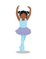 Cute little African girl ballerina practicing ballet dancing in the room vector