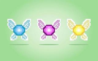 8-bit pixel fairy image. Fantasy creatures in vector illustrations.