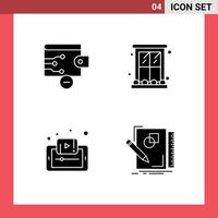 Set of 4 Modern UI Icons Symbols Signs for finance e decoration home mobile Editable Vector Design Elements