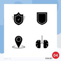 4 User Interface Solid Glyph Pack of modern Signs and Symbols of check customer tick shield service Editable Vector Design Elements