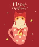 Cute postcard with a cat in a mug .Vector graphics. vector